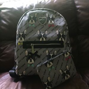 Betsey Johnson Backpack with Boston Terrier Print